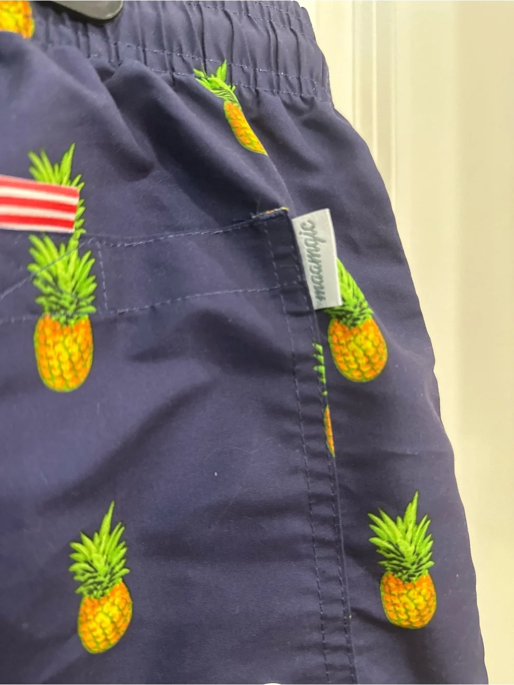 Men's Pineapple-Print Navy Swim Trunks
